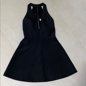 Black low cut flare mini dress
